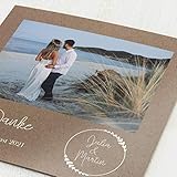 sendmoments Dankeskarte Hochzeit, Erdgebunden, 5er Klappkarten-Set quadratisch 145x145 mm, Danke Hochzeitskarten personalisiert mit Text & Foto, optional passende Design-Umschläg