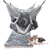 LeerKing Kleintier Hängematte und Kuschelmatte 2er Pack Leuchtende Hängebett Fantasiespielzeug Set Käfig Zubehör für Frettchen Meerschweinchen Ratten Chinchilla H