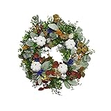 Herbstkranz, Eukalyptus Kranz Tür außen Deko mit Kürbis Künstlicher Kranz Bunt Deko Blumenkranz für Weihnachts Hochzeit Wand Haustür deko (Colorful, 35 * 35 * 6cm)