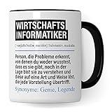 Tasse Wirtschaftsinformatiker lustig, Wirtschaftsinformatiker Geschenk Beruf, Spruch Kaffeebecher Wirtschaft Informatiker Geschenkidee, Beruf IT Business Kaffee-Tasse Teetasse B