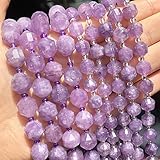 Natürliche Lapislazuli Malachit Agates Opal Jaspers Quarz Steinperlen Olivenform Facettierte Perlen für DIY Schmuck machen Armband Naturstein ( Color : Purple Amethyst , Size : 8mm (approx 40pcs) )