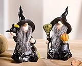 2er Set Hexenfigur „Toni & Ottilie“ aus Terracotta, 15 cm klein, Deko Hexen Märchenfig
