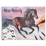 Depesche 11458 Miss Melody - Malbuch mit 36 traumhaften Pferde-Motive zum Ausmalen und Bekleben, inkl. 3 Bogen mit Stickern, ca. 21,5 x 28 x 1,5