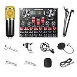 Wivarra BM 800 Mikrofon-Kits mit V8S Live-Soundkarte Verstellbarer AufhäNgungs-Scherenarm für Studioaufnahmen Halterung D