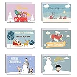 Weihnachtskarten Mit Umschlag Set Kinder, Weihnachtspostkarten Vintage, Postkarten Weihnachten Kraftpapier Klappkarten Aquarell Weihnachtspostkarten Retro Hochwertig Weihnachtskarten A6 24 Stück (D)