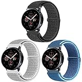 KIBDSNG 3 Pack 20mm Armband Kompatibel mit Samsung Galaxy Watch 3 41mm/Galaxy Watch Active 2 40mm 44mm, Einstellbares Nylon Sport Uhrenarmband Ersatzarmband für Gear Sport/Garmin Vivoactive 3