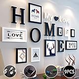 Bilderrahmen-Set 9er Set Fotorahmen,mit Home My Love Buchstaben,4 Größen:3pcs-8.8 * 12.8cm,2pcs-12.8 * 17.8cm,2pcs-19.8 * 24.8cm,kreative Restaurant Hintergrund Wanddekoration (Color : D)