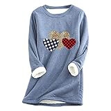 Zilosconcy Kaputzenpullover Modern Damen Weihnachtsshirts Weihnachts Hoodie mit Weihnachtsdruck Lammwolle Rundhal Langarm Oberteil Pullover Sweatshirt Casual Bluse Tops X