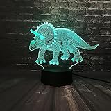 3d illusion lamp Tier Lava Dinosaurier Jurassic Park Triceratops Batteriestrom Stimmungsglanz für geburtstag geschenk-7 wechselnde Farb