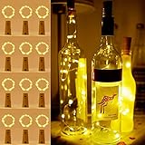 Flaschenlichter mit Kork, 2 m, 20 LEDs, Korklichter für Flaschen, batteriebetriebene Flaschenlichter, Weinflaschenlichter für Party, Geburtstag, Hochzeit, Zuhause, Pub, Tischdekoration (warmweiß)