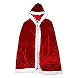 Sxspace Weihnachten Bekleidung Weihnachtsmann Damen Weihnachtskostüm Weihnachten Kostüm Umhang Mantel Aus Samt Mit Kapuze Volle Länge (1.5m)