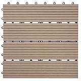 Mendler WPC Bodenfliese Rhone, Holzoptik Balkon/Terrasse, 11x je 30x30cm = 1qm linear - Basis, Teak