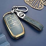 HIBEYO Smart Autoschlüssel Hülle passt für Toyota Schutzhülle Schlüssel Cover Funkschlüssel für Auris Aygo Prius RAV4 Yaris Vios CH-R Corolla Highlander Schlüsselbox Schlüsselanhänger TPU-Grau B