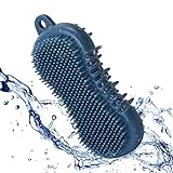 CIZHA Silikon Körperbürste für Peeling,Weich Duschbürste für Cellulite,Doppelseitige Badebürste für Hautpflege und Haarpflege (Navy blau)