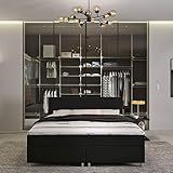 INNOCENT® - P4 | Boxspringbett 180x200 in Schwarz Kunstleder | 7-Zonen & 3D-Air 6cm | Bonell-Federkernmatratze | H2 Härtegrad | Boxbett für Hotels | HB00