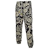 D-Rings Hose Herren Jogginghose Arbeitshosen Arbeitshose Trainingshose Casual Loose Fit Freizeithose Strandhosen Baumwoll- Und Leinenhosen Ethnische Retro-Print-Sporthose mit T