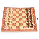 Huaxingda 3-in-1-Schach-Set, magnetisches, faltbares Schachbrett/Backgammon- und Schachbrettbrett mit tragbarer faltbarer Innenaufbewahrung