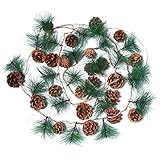 Weihnachts-Kiefernzapfen-Lichterkette, 20 LED-Perlen, Tannenzapfen, Lichterkette, Kupferdraht, Tannennadeln, Lichterkette für Festival, Party, Weihnachtsdekorationen, 3 AA-Batterie, warmweißes L