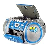 jiande Tragbare Boombox. CD Spieler mit Bluetooth, Fm Radio, 3,5 mm AUX. Eingabe, Kopfhörerbuchse, LED Repeater-Multifunktions-Band-Player blau anzeig