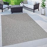 Paco Home In-& Outdoor Teppich Balkon Terrasse Küchenteppich Einfarbig Meliertes Muster, Grösse:200x280 cm, Farbe:G