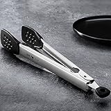 Küchenzange,2 Stück Grillzange Steak Klemme verriegelbare Metallzange,Rutschfester Griff,Precision Kitchenware - Edelstahl Grillzangen- Profi-Küchenzangen,Steakklemme,Brotclip,Edelstahl Grillzang