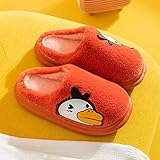 XZDNYDHGX Pantoffeln Unisex,Plüsch Ente Slide Bodenschuhe Paar, Winter Warmer Samt Dicken Sohlen Baumwoll Hausschuhe Für Mädchen Orange EU 36-37