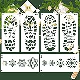 Schneeflocke Schablonen 6PCS Kunststoff Zeichenschablonen Sschablonen Weihnachten Wiederverwendbar Zeichenschablonen Weihnachts Schablonen Wiederverwendbare Weihnachtsmann Fußabdruck Schab