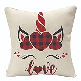 KLily Valentinstag Liebe Leinen Dekorativer Kissenbezug Home Urlaub Dekoration Sofa Kissenbezug Maschinenwaschbar 45X45Cm Kissenbezug Mit Reiß