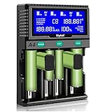 Akku AA Batterieladegerät, 9V ladegerät Batterien 18650 akkuladegerät LCD Battery Charger Schnell Aufladegerät für Wiederaufladbare Akkus AA/AAA/SC/C/D/9V NI-Mh/NI-CD 14500 B