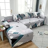 Super Stretch Sofabezug L Form für 1 2 3 4 Sitzer,Sofa Schonbezug Bedruckte Couchbezug Möbelschutz Universal Sessel/Loveseat Sofabezüge für Hunde Katzen Haustiere Kinder Wohnzimmer, Schwarz(Color: