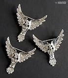 BR22 Schöne Elegante Brosche Silber Glaskristall klar Vogel - 3 Flach Wischer Satz S
