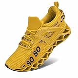 JSLEAP Herren Laufschuhe Sportschuhe Straßenlaufschuhe Sneaker Herren Tennisschuhe Fitness Schuhe （1-Gelb,Größe 44 EU/270 CN