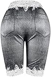 Fake-Jeans-Shorts In ÜBergröße Für Damen Knielange Yoga-Shorts Mit Schmetterlings-Print High Waist Workout Tummy Kurze Bikerhose (XXL,Grey 1)