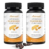 Liposomale Kurkuma Curcumin mit Ingwer & schwarzem Pfeffer 2000mg Softgels, 95% Curcuminoide, natürliche gemeinsame & gesund entzündliche Unterstützung, Antioxidans Tumeric Ergänzungen (120 Softgels)