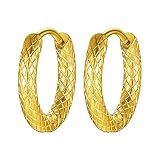PROSTEEL kariertes Muster Creolen 10mm kleine Hip-Hop Huggie Hoop 18k vergoldet 2,5mm breit Klappcreolen Damen Herren Piercing Ohrringe Punk Gotik Modeschmuck