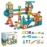 MOZHIXUE Magnetische Orbitalblöcke Bausteine Magnetbausteine Set 3D Lernspielzeug Bauklötze Haus Turm Playground Murmelbahn Spielzeug Geschenk für Kinder 132Pcs,NO.1203