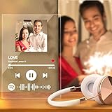 Personalisiertes Spotify Glas Bild mit Foto Spotify Code Songcover Musik Platte Acryl Musikkarte Bild Selbst Gestalten Geschenk für Freund Kinder Musikfan Zimmer Nachttisch Weihnachten Geburtstag