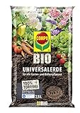 COMPO BIO Universal-Erde für Zimmerpflanzen, Gemüse, Obst und Kräuter, Torffrei, Kultursubstrat, 7,5 Liter, B