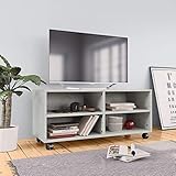 Fest-night TV Schrank mit Rollen TV Lowboard Fernsehschrank mit Fächer Fernsehtisch TV Board TV Tisch TV Möbel Moderne TV-Kommode Betongrau 90×35×35