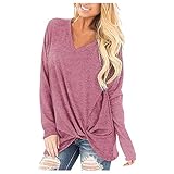 Women's Long Sleeve Blouses Round Neck T-Shirts Summer Patchwork Sewing Tops Shirt Hit Colour Tops(Wine, M)