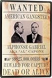 Blechschild 20x30 Wanted Al Capone Steckbrief Fahndungs Plakat 30er Jahre Belohnung im Vintage USA Design American Gangster Chicago Mugshot Bounty Hunter R