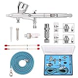 AGPTEK Airbrush, Airbrush-Set Sprühpistole mit 0,2 0,3 & 0,5 mm Nadeln/Düsen & Luftschlauch Airbrush-Set aus Kupfermaterial für Tattoos, Kuchendeko, Basteln, Make-up, Malerei & N