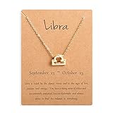 Sternzeichen Kette Damen 18K Gold Mit Horoskop Sternbild Anhänger Halskette 45cm Geschenk | Widder Wassermann Steinbock Fische Stier Zwillinge Krebs Löwe Jungfrau Waage Skorpion Schütze (Waage)