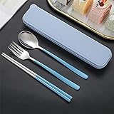 Yunweisi Edelstahl Besteck Stäbchen Löffel Gabel Set Besteck 3tlg