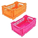 Folding Plastic Storage Box, Collapsible Crate Basket Closet Containers, Foldable Organizer for Home Office Bedroom Kitchen Drawer Laundry Pull Out Drawer Dividers for C