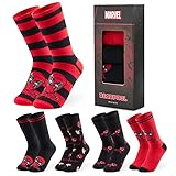 Marvel Socken Herren, Deadpool Herren Socken 5er Pack, Lustige Sock