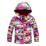 Camouflage 3D Blumen Drucken Kinder Übergangjacke Kinder Jungen Mädchen Outdoor Schule Wasserdichte Funktionsjacke Fleece Futter Outdoorjacke Farbblock Warm Jacke Mantel mit Kapuze Softshelljack