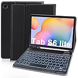 Hülle mit Tastatur für Samsung Galaxy Tab S6 Lite - Schutzhülle mit Pencil Halter Wireless Abnehmbare Tastatur (Deutsches QWERTZ) für Samsung Galaxy Tab S6 Lite 10.4 (P610/P615/P613/P619) (Schwarz)