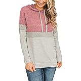 Hirolan Streifen Kapuzenpullover Damen Farbblock Hooded Langarm Kapuzenpulli LäSsiger Pullover Mit Kordelzug Sport Kontrastfarbene Sweatshirts FüR Herbst Winter Vintage Kap