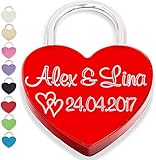 Liebesschloss Herzschloss mit persönlicher Gravur und Schlüssel Geschenk Jahrestag Valentistag